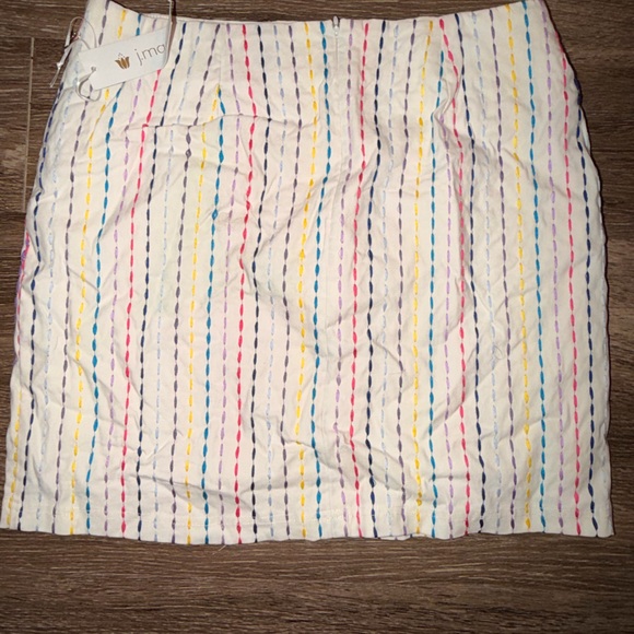 The Impeccable Pig White Multicolor Striped Mini Skirt - Picture 4 of 5